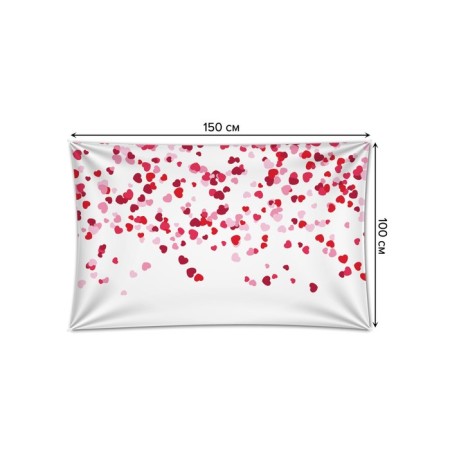 Decorative panel with photo printing "Rain of hearts", horizontal, size 100x150 cm-1
