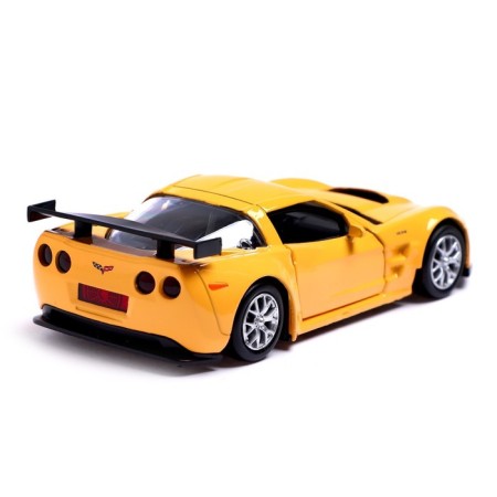 Metal Metal Chevrolet Corvette C6-R, 1:32, doors, inertia, yellow color open-3