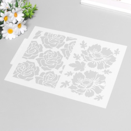 Plastic stencil "Flower buds" 21x29.7 cm-6