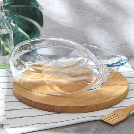 Oval ducklings of heat-resistant glass Borcam, 2 l, with a baking lid-1