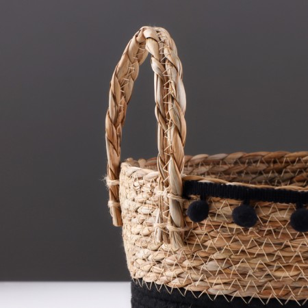 Storage basket "Colombia", with handles, 24 x 24 x 13 cm, natural, black-2