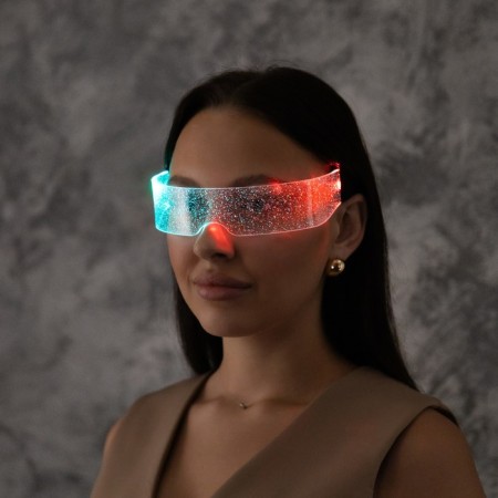 LED glasses "Shine", 14.5x4.5x18 cm, CR2032X2 batteries (included), 3 modes, glow RGB-1