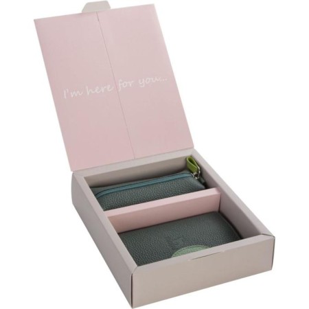 Gift set: cover for passport and key holder, mint color-1