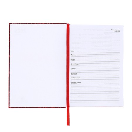 Dated diary 2025, Devente. Flag, Attomex. Arkona, solid cover of boomvinyl with foam, liesse, block 70 g/m2, red-5