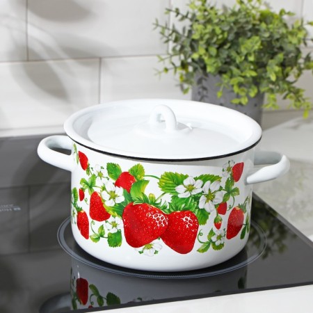 Cylindrical pan “Strawberry Polyana”, 2.9 l, metal cover, induction-3