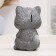 Piggy bank "Cat with flower" gray, 18 cm