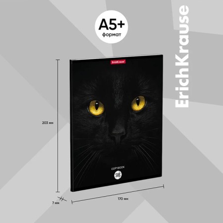 Notebook A5 96 sheets in a cage, Erichkrause "Cats", covered Cardboard, matte lamination, selective UV-LK, OFSET 100% White, MIX (1 species in Spike)-3