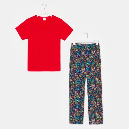Female set (T -shirt/pants), red/butterfly, size 46-5