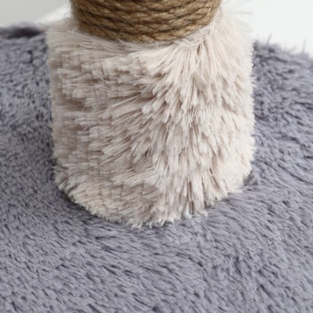 A house for cats with a claw, with an oval shelf, 54 x 34 x 80 cm, fluffy fur, jute, gray-5
