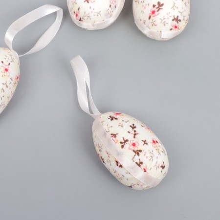 Decor Easter suspension "Egg with flowers and patterns" set 6x4 cm-4