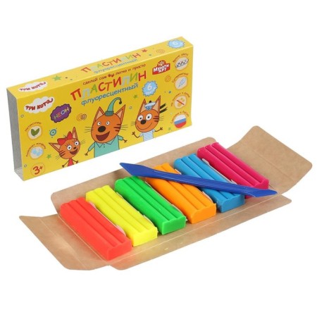 Plasticine Neon "Three Cats" 6 centers, 90 g