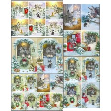 Set of decoupage maps 5 pcs “Winter donkeys”, density 45 g/m2, A4 format