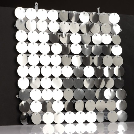 Panel with sequins for photo zones, round, 30*30cm, silver color-1