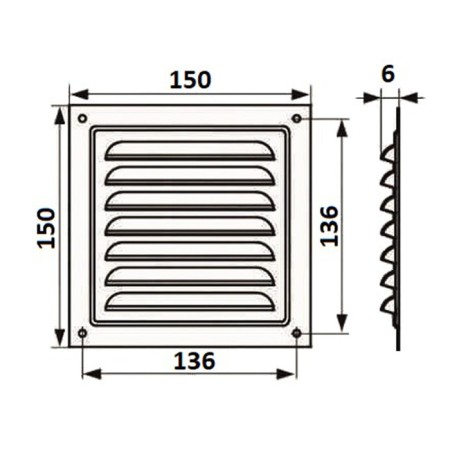 Ventilation grate Zein Lux RM1515M, 150x150 mm, with a grid, metal, copper antik-6
