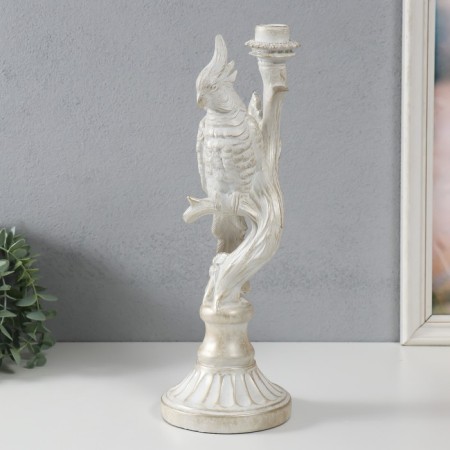 Polystone candlestick "White parrot on a branch" for metal 12.4x12.2x36 cm-3