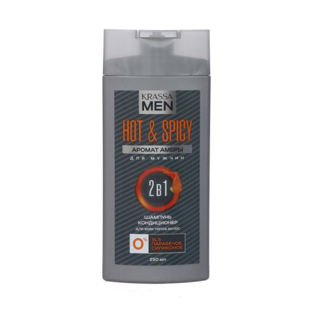 Contribution shampoo hair 2 in 1 Krassa Men Hot Spicy, 250 ml
