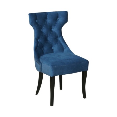 Turin chair, support of the wenge array, velor fabric, ocean color