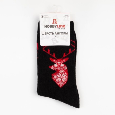 Women's socks "Deer", Black color, size 36-40-4