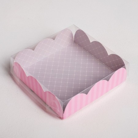 Cookie box, confectionery packaging with PVC lid, “March 8”, 10.5 x 10.5 x 3 cm-1