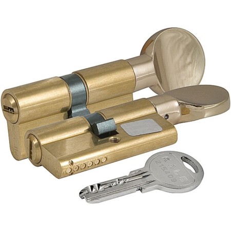 Kale 164 SM/68, 26x10x32 mm cylinder mechanism, with a turntable, 5 keys, brass color
