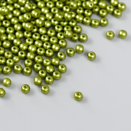 Set of beads "needlework" plastic, diameter 4 mm, 25 g, marsh-green