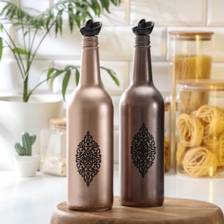 Glass bottle for sauce and oil "metallic", 700 ml, color mix-3