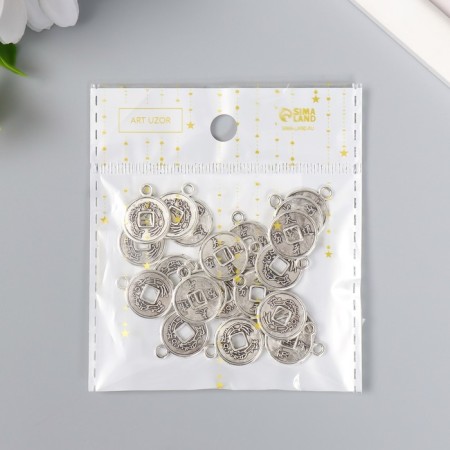 Decor for creativity Metal "Chinese Coin" silver 1.7x1.3 cm-4