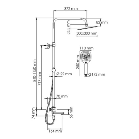 Show system Wasserkraft a199.118.065.010.ch Thermo, tropical shower, thermostat, chrome-2