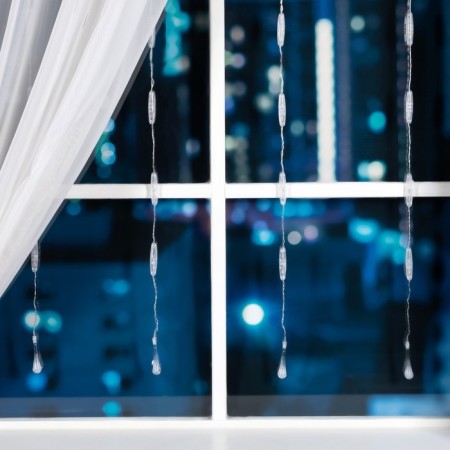 Garland "Curtain" 2.5 × 0.65 m with nozzles "Drops", IP20, transparent thread, 50 LED, glow of multi, 8 modes, 220 V-1
