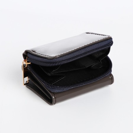 Women's wallet on the button, gray color-3