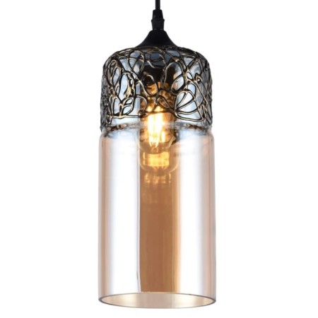 Suspended lamp RIMA 1XE27 40W, size 13x13x83 cm, black color-1
