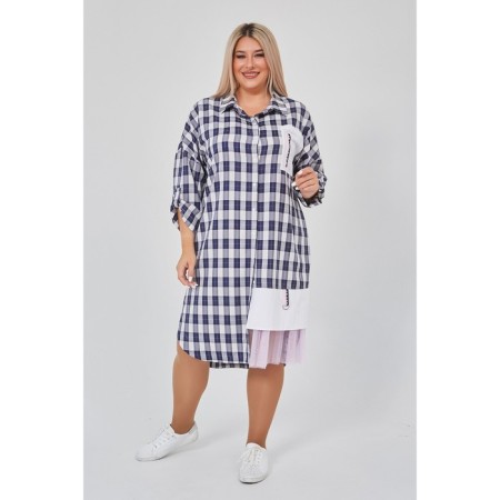 Dress shirt female luxury plus, size 56, blue color-1