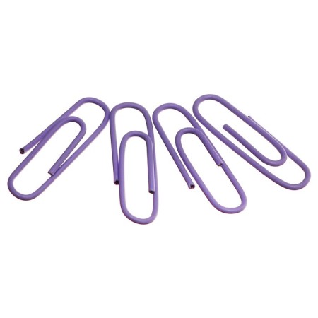 Office paper clips 28 mm, 100 pcs, Erichkrause "Manga", with vinyl coating, in PET boxes, lilac-1