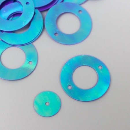 Sequins "circle in the ring" blue-green set 30 g d = 2 cm-1