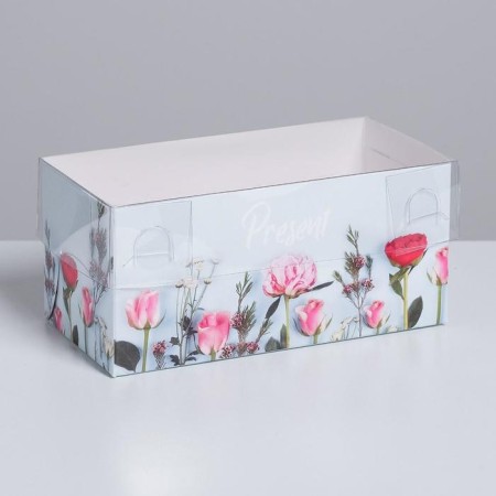 Capcake box, confectionery packaging, 2 cells "Present", 16 x 8 x 7.5 cm