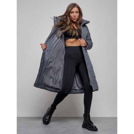 Coat insulated winter female, size 46, dark blue color-13