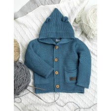 Baby blouse with a hood, height 68 cm, blue color
