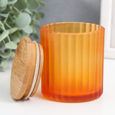 Bank for candles glass with a hofre lid Orange 8.7x7.2x7.2 cm-1
