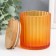Bank for candles glass with a hofre lid Orange 8.7x7.2x7.2 cm