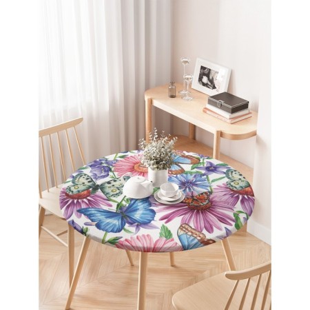 Tables on the table "Life in the field", round, oxford, elastic band, size 120x120 cm, diameter 75-100 cm-1
