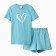 Homemade female set (T -shirt, shorts), turquoise color, size 52