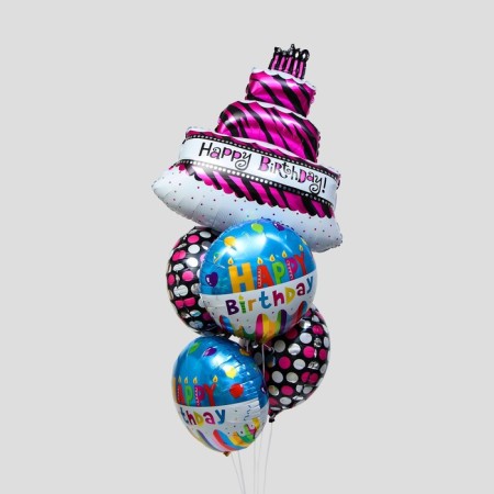 Bouquet of balls "Happy Birthday", foil, set of 5 pcs.