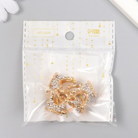 Decor for creativity Metal "Crown in diamonds" gold, rhinestones 1.8x2.3x2.3 cm-4