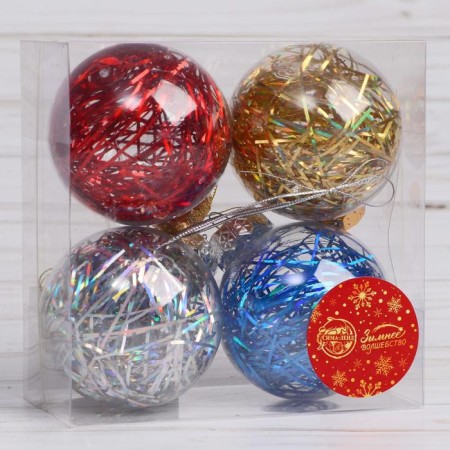 Set of balls plastic D-7 cm, 4 pcs "Festival" MIX-1