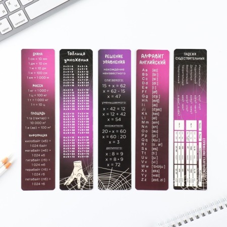 A set of cardboard bookmarks with hints, 5 pcs "Gothic"-3