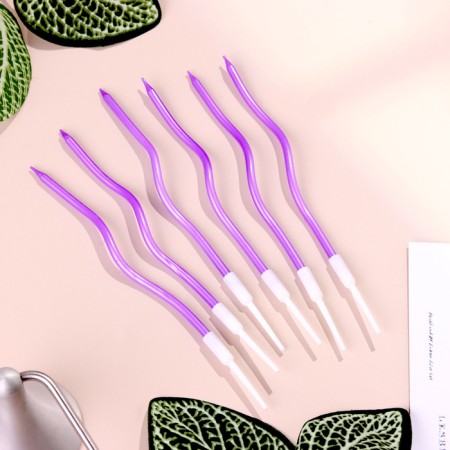 Candles for cake twisted "serpentine" 6 pcs, cocktail, purple-1