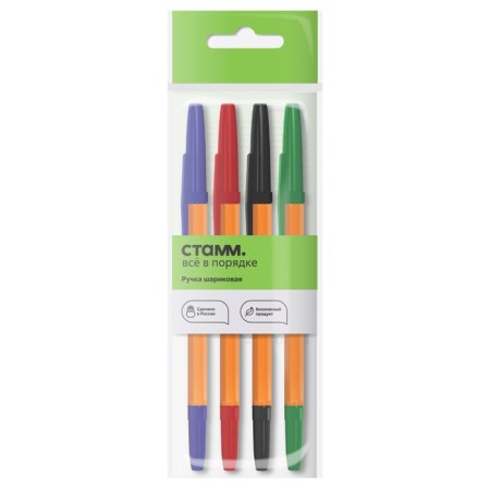 A set of ballpoint pens "Optima" 4pcs., 04 pr., 1.0mm, orange corps, with a Euro suspension