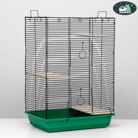 Cage for chinchillas "Pigger" No. 7, with 3 wooden floors, 58 x 40 x 82 cm, emerald