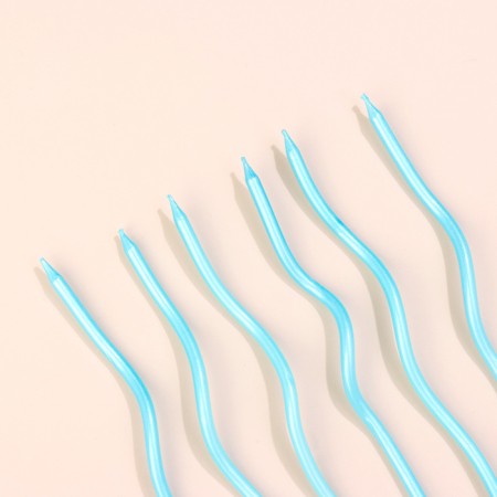 Candles for cake twisted "serpentine" 6 pcs, cocktail, sky blue-2