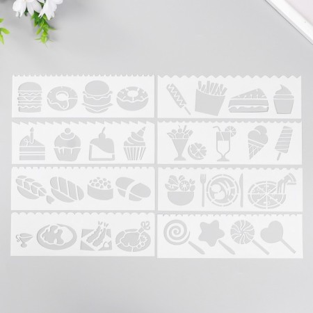A stencil with a curly edge "Yummy" set of 8 pcs 18.3x5.5 cm